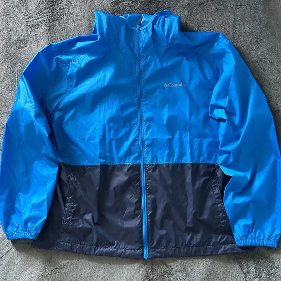 NWOT Columbia Men's Jacket Center Ridge Windbreaker Hooded Size XL Blue/Navy - Picture 7 of 13